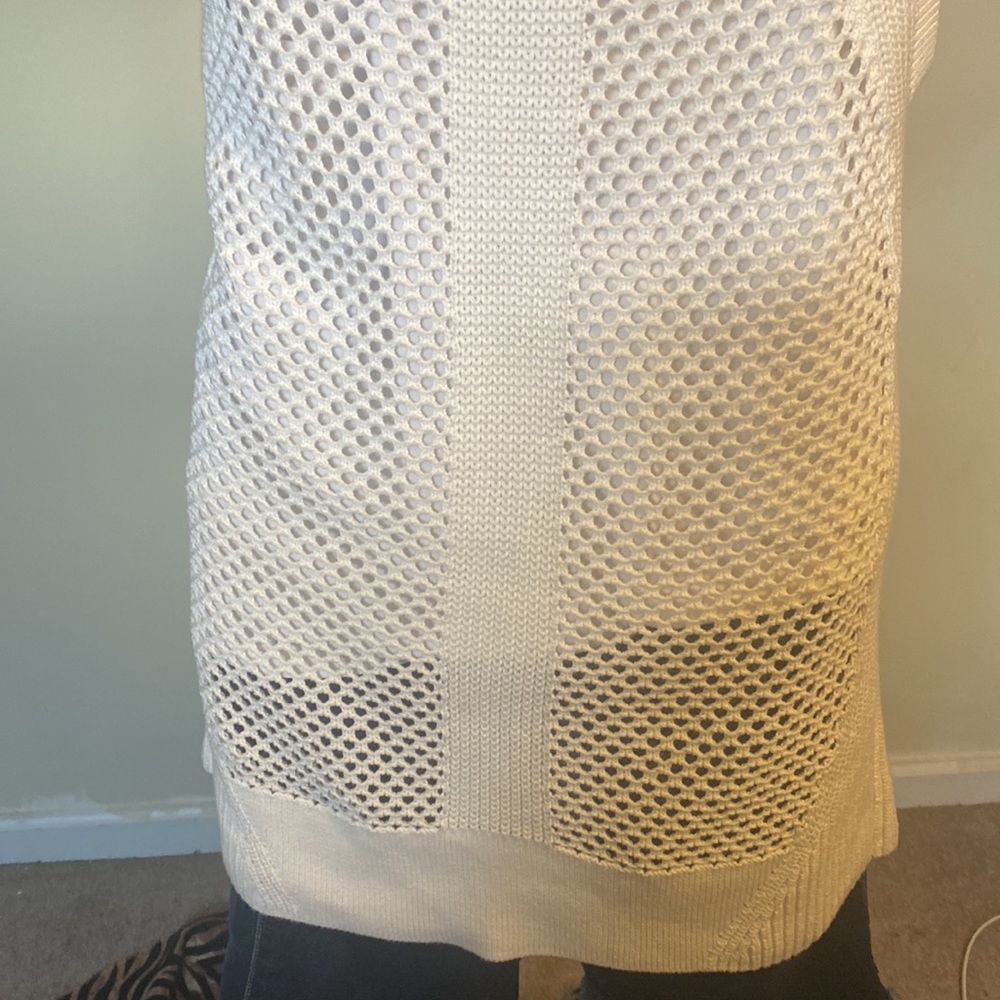 NWT BANANA REPUBLIC WOMEN’S WHITE SLEEVELESS KNIT SWEATER MESH TOP - Picture 7 of 11